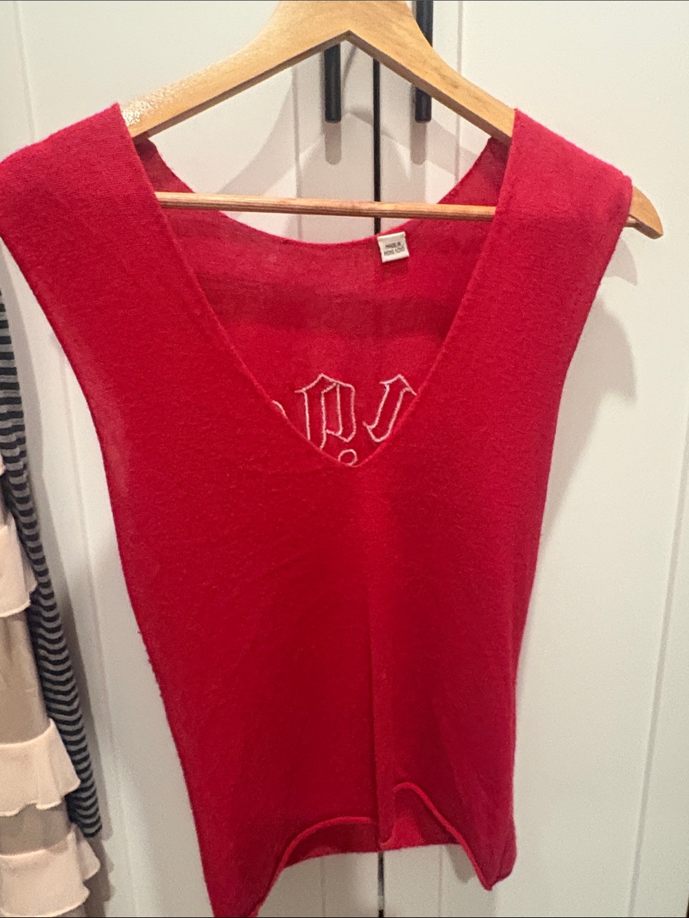 LAMB Angel V-Neck Sleeveless Knit Tank Top in Bright Red